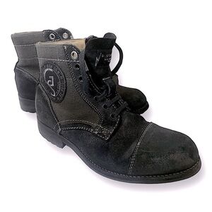 G-STAR RAW Denim & Suede Leather Tie-Up Boots Mens 7 Black Style GS11036…Grunge